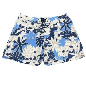 Vintage Patagonia SP03 Tropical Floral Board Shorts Blue Women 8 Surf Swim 2003